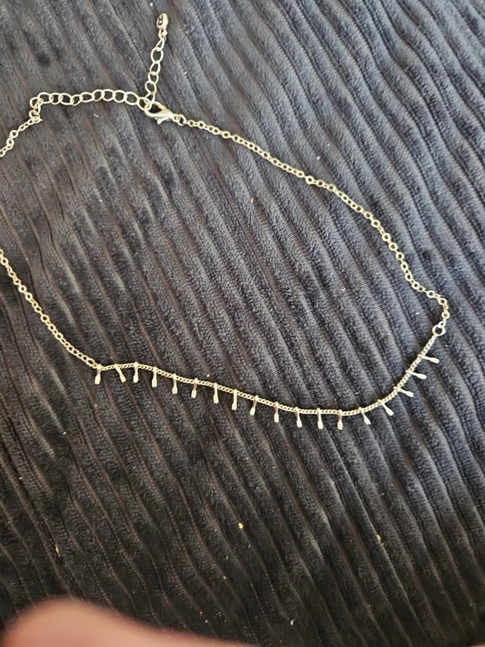 Vintage Gold Tone Textured Bar Fringe Necklace Geometric Dangle